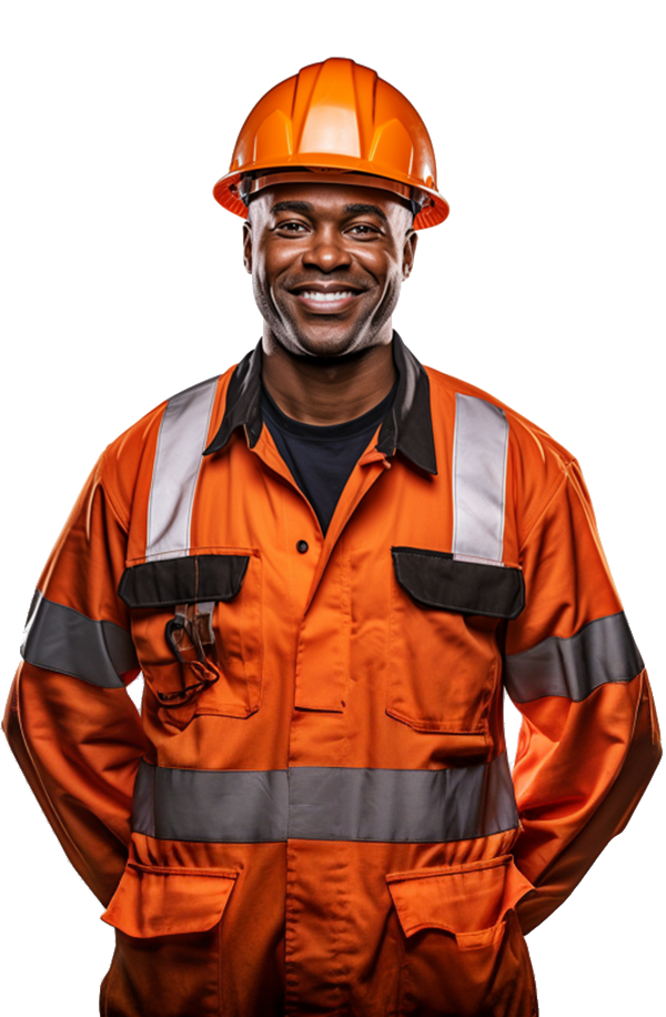 mining industry worker orange uniform